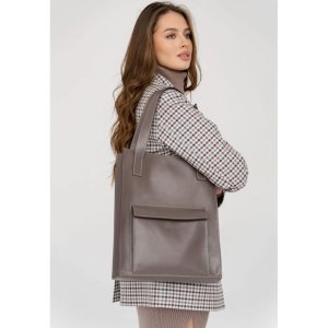 Шкіряна жіноча сумка шоппер Бетсі з кишенею темно-бежева Краст - 8537525 - SvitStyle