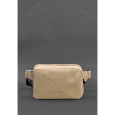 Шкіряна жіноча поясна сумка Dropbag Mini світло-бежева - SvitStyle