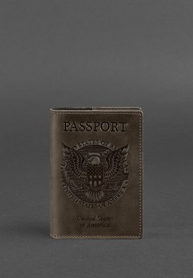 Шкіряна обкладинка для паспорта з американським гербом темно-коричнева - 8550332 - SvitStyle