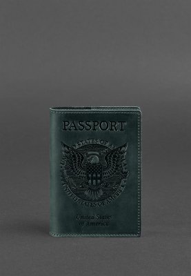 Шкіряна обкладинка для паспорта з американським гербом зелена - 8550336 - SvitStyle
