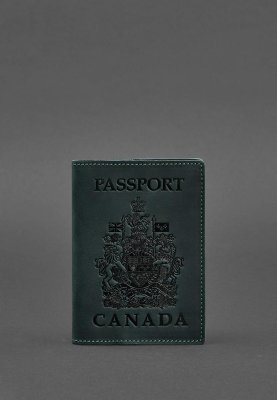 Шкіряна обкладинка для паспорта з канадським гербом зелена Crazy Horse - 8550372 - SvitStyle
