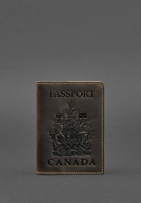 Шкіряна обкладинка для паспорта з канадським гербом темно-коричнева Crazy Horse - 8550375 - SvitStyle