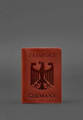 Шкіряна обкладинка для паспорта з гербом Німеччини корал Crazy Horse - 8550378 - SvitStyle