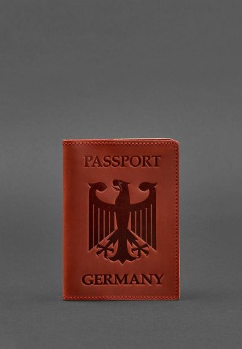 Шкіряна обкладинка для паспорта з гербом Німеччини корал Crazy Horse - SvitStyle