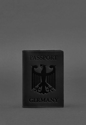 Шкіряна обкладинка для паспорта з гербом Німеччини чорна Crazy Horse - 8550379 - SvitStyle