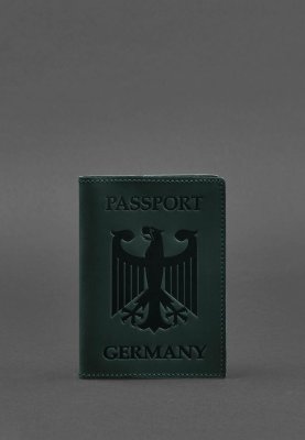 Шкіряна обкладинка для паспорта з гербом Німеччини зелена Crazy Horse - 8550380 - SvitStyle