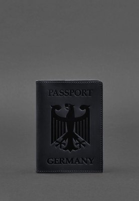 Шкіряна обкладинка для паспорта з гербом Німеччини темно-синя Crazy Horse - 8550382 - SvitStyle