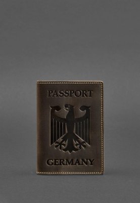 Шкіряна обкладинка для паспорта з гербом Німеччини темно-коричнева Crazy Horse - 8550383 - SvitStyle