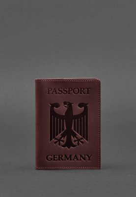 Шкіряна обкладинка для паспорта з гербом Німеччини бордова Crazy Horse - 8550392 - SvitStyle