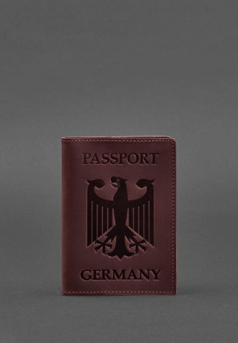 Шкіряна обкладинка для паспорта з гербом Німеччини бордова Crazy Horse - SvitStyle