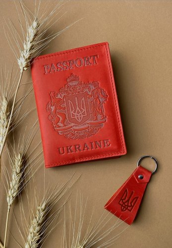 Подарунковий набір шкіряних аксесуарів з українською символікою корал - SvitStyle