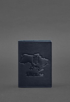 Шкіряна обкладинка для паспорта з мапою України синій краст - 8550414 - SvitStyle