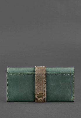 Шкіряне жіноче портмоне 3.0 зелене з коричневим - 8569558 - SvitStyle