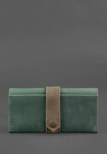 Шкіряне жіноче портмоне 3.0 зелене з коричневим - SvitStyle