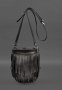 Шкіряна жіноча сумка з бахромою міні-кроссбоді Fleco чорна (1)