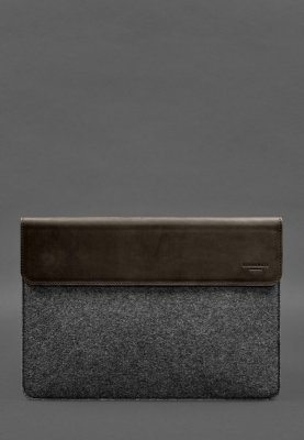 Чохол-конверт із клапаном шкіра+фетр для MacBook 13" Темно-коричневий Crazy Horse - 8569695 - SvitStyle