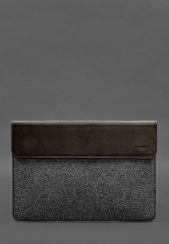 Чохол-конверт із клапаном шкіра+фетр для MacBook 13 Темно-коричневий Crazy Horse - SvitStyle