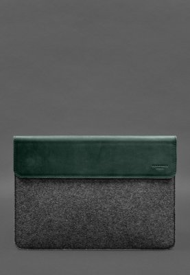 Чохол-конверт із клапаном шкіра+фетр для MacBook 14" Зелений Crazy Horse - 8569696 - SvitStyle