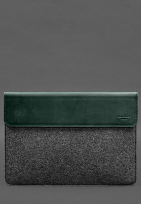 Чохол-конверт із клапаном шкіра+фетр для MacBook 15" Зелений Crazy Horse - 8569697 - SvitStyle