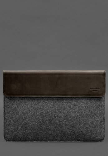 Чохол-конверт із клапаном шкіра+фетр для MacBook 15 Темно-коричневий Crazy Horse - SvitStyle
