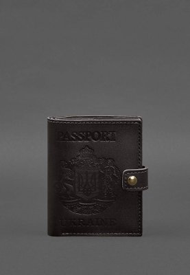 Шкіряна обкладинка-портмоне на паспорт з гербом України 25.0 темно-коричнева - 8569702 - SvitStyle