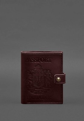 Шкіряна обкладинка-портмоне на паспорт з гербом України 25.0 Бордова - 8569706 - SvitStyle
