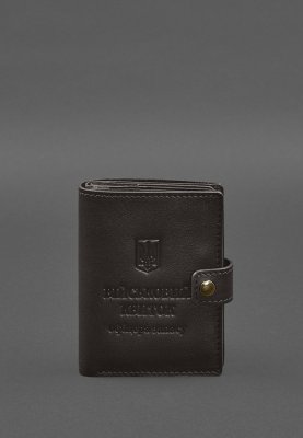 Шкіряна обкладинка-портмоне для військового квитка офіцера запасу (вузький документ) Темно-коричнева - 8577493 - SvitStyle