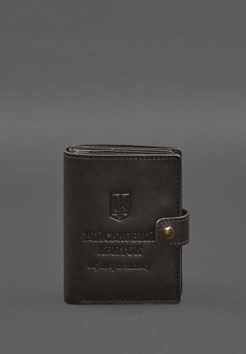 Шкіряна обкладинка-портмоне для військового квитка офіцера запасу (вузький документ) Темно-коричнева - SvitStyle