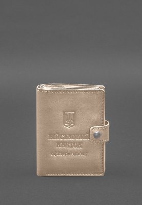 Шкіряна обкладинка-портмоне для військового квитка офіцера запасу (вузький документ) Світло-бежевий - 8577495 - SvitStyle