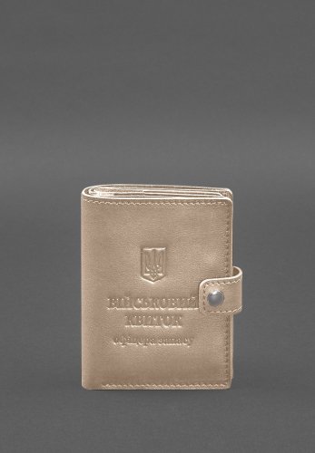 Шкіряна обкладинка-портмоне для військового квитка офіцера запасу (вузький документ) Світло-бежевий - SvitStyle