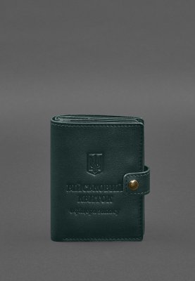 Шкіряна обкладинка-портмоне для військового квитка офіцера запасу (вузький документ) Зелений - 8577496 - SvitStyle