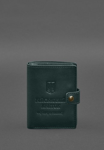 Шкіряна обкладинка-портмоне для військового квитка офіцера запасу (вузький документ) Зелений - SvitStyle