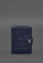 Шкіряна обкладинка-портмоне для військового квитка офіцера запасу (вузький документ) Синій (1)