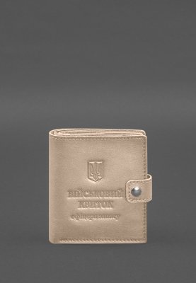 Шкіряна обкладинка-портмоне для військового квитка офіцера запасу (широкий документ) Світло-бежевий - 8577506 - SvitStyle