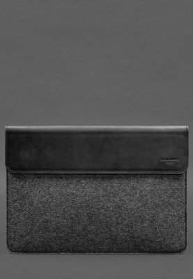 Чохол-конверт із клапаном шкіра+фетр для MacBook 16" Чорний Crazy Horse - 8579302 - SvitStyle