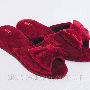 Тапочки женские велюровые для дома Shato бордовый, открытый носок (1)