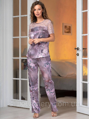 Женская шелковая пижама с брюками "Aurora" 3656 Mia-Amore - 8589109 - SvitStyle