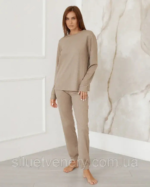 Домашний женский комплект брюки кофта с длинным рукавом Jodie Бежевый - SvitStyle