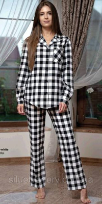 Женская пижама теплая фланелевая в клетку 1941 Shato XXL - 8589252 - SvitStyle