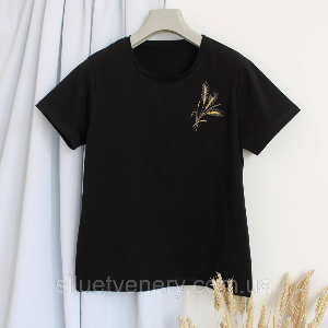 Женская футболка черная "Kolosok" короткий рукав - 8589415 - SvitStyle