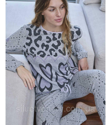 Теплая мягкая пижама миланский трикотаж Испания Massana P731253 Женская домашняя одежда - SvitStyle