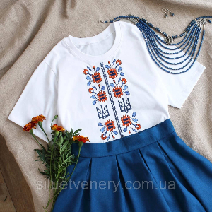 Белая женская футболка вышиванка "Chornobrivci" короткий рукав/ Авторская вышивка - 8589484 - SvitStyle