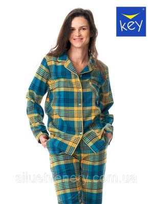 Теплая пижама женская фланелевая со штанами хлопок Key LNS 407 Польша - 8592856 - SvitStyle