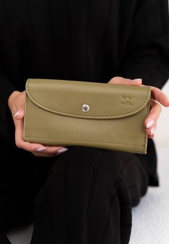Шкіряний гаманець Smart Wallet оливкова краста - SvitStyle