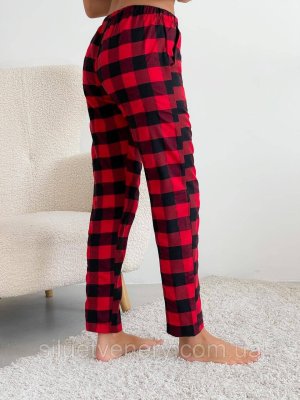 Красно-черные клетчатые Пижамные штаны женские домашние штаны фланелевые Cosy - 8599432 - SvitStyle