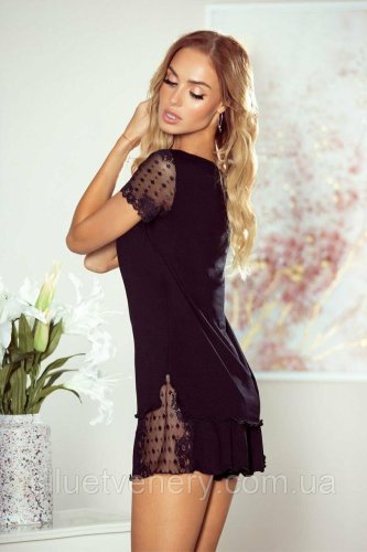 Женская пижама черная с шортами Nicola Польша XL - SvitStyle