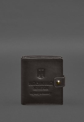 Шкіряна обкладинка-портмоне для військового квитка офіцера запасу (широкий документ) Темно-коричневий - 8600030 - SvitStyle