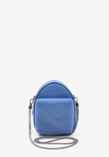 Шкіряна жіноча міні-сумка Kroha блакитний краст - SvitStyle