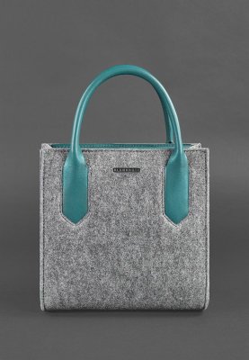 Фетрова жіноча сумка-кроссбоді Blackwood з шкіряними бірюзовими вставками - 8614925 - SvitStyle