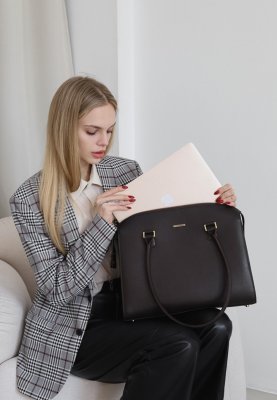 Жіноча шкіряна сумка Business темно-коричнева Краст - SvitStyle